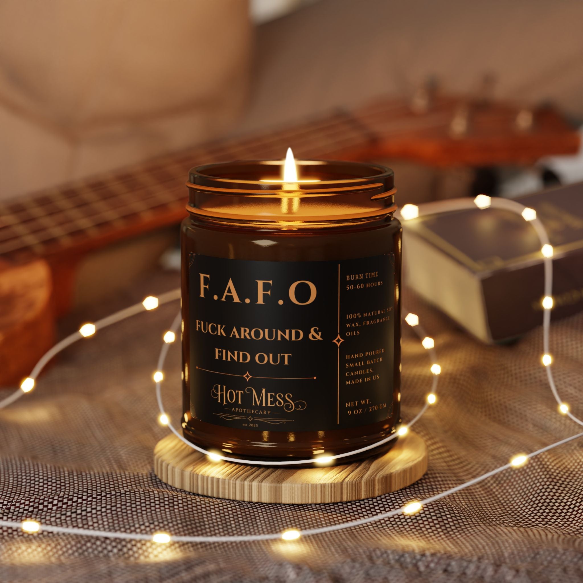 F.A.F.O. "Fuck Around & Find Out" Candle | Amber Jar Soy Candle