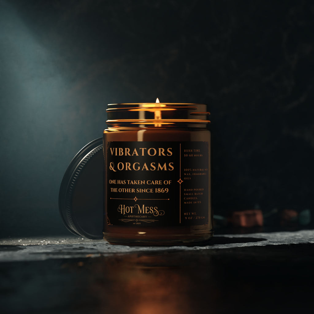 Vibrators & Orgasms Candle Scented Soy Candle | Amber Jar
