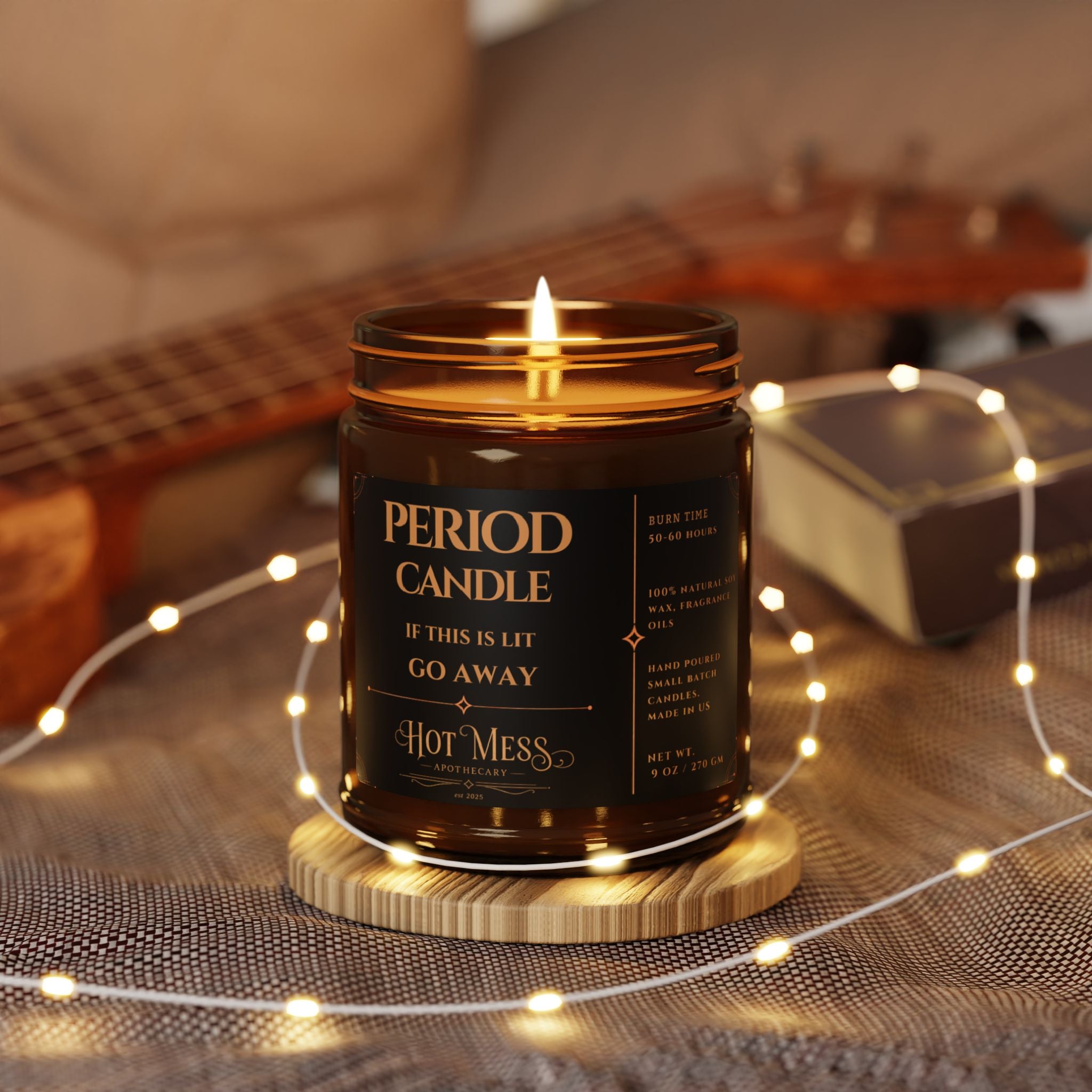 Period Candle Amber Jar, Menstrual Humor, Scented