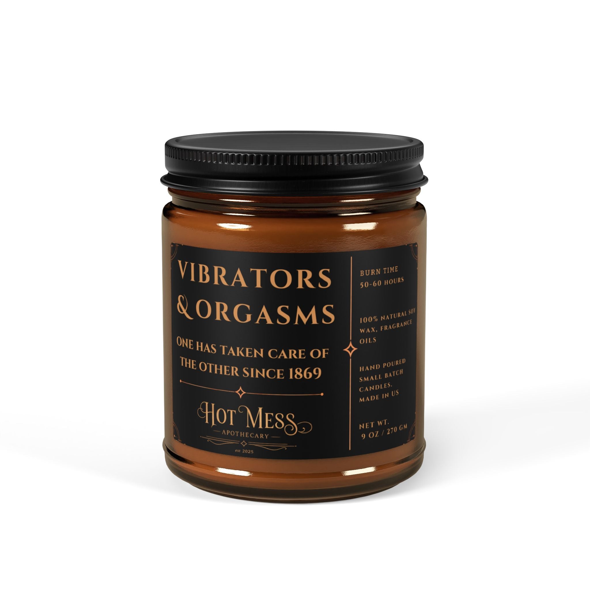Vibrators & Orgasms Candle Scented Soy Candle | Amber Jar